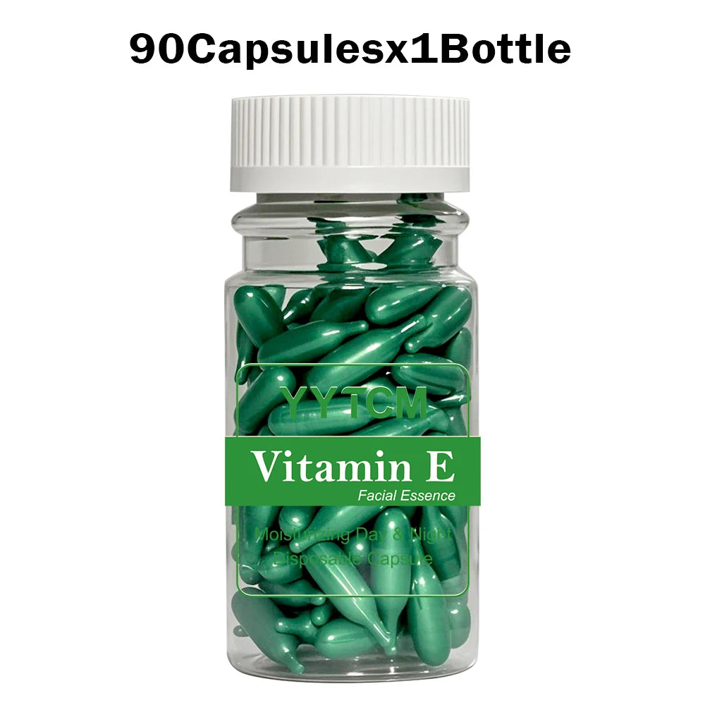 Cápsulas de Suero de Vitamina E, Cápsulas de Esencia de Un Solo Uso, Hidratantes y Humectantes para la Piel Facial, 90 Cápsulas/Botella - 1 Botella
