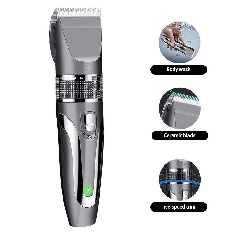 Cortadora Eléctrica Inalámbrica para Mascotas y Barba — Cuchilla Cerámica Recargable