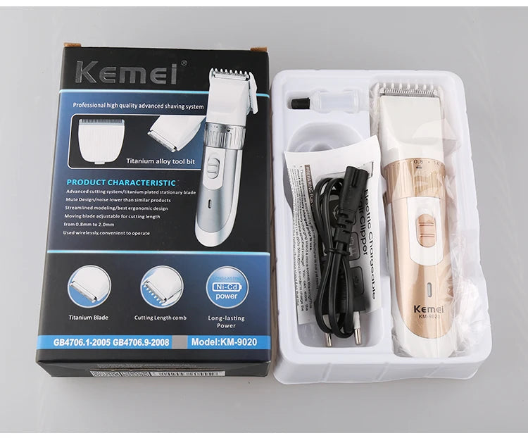 Cortadora de Pelo Profesional Kemei KM-9020 — Inalámbrica con Display LED