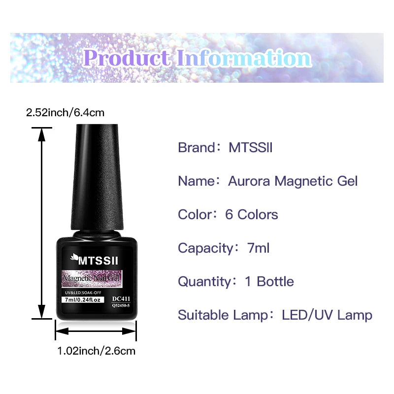 Esmalte Gel Magnético Aurora MTSSII 7ml - Holográfico Cat Eye UV/LED