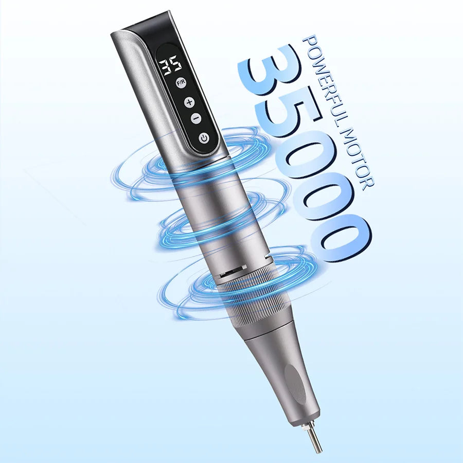 Professional Lima eléctrica profesional para gel, alta potencia, velocidad ajustable, taladro de uñas tipo bolígrafo, sin escobillas, inalámbrica, calidad de salón, con 45 000 rpm, fabricada en China.High Power Adjusta