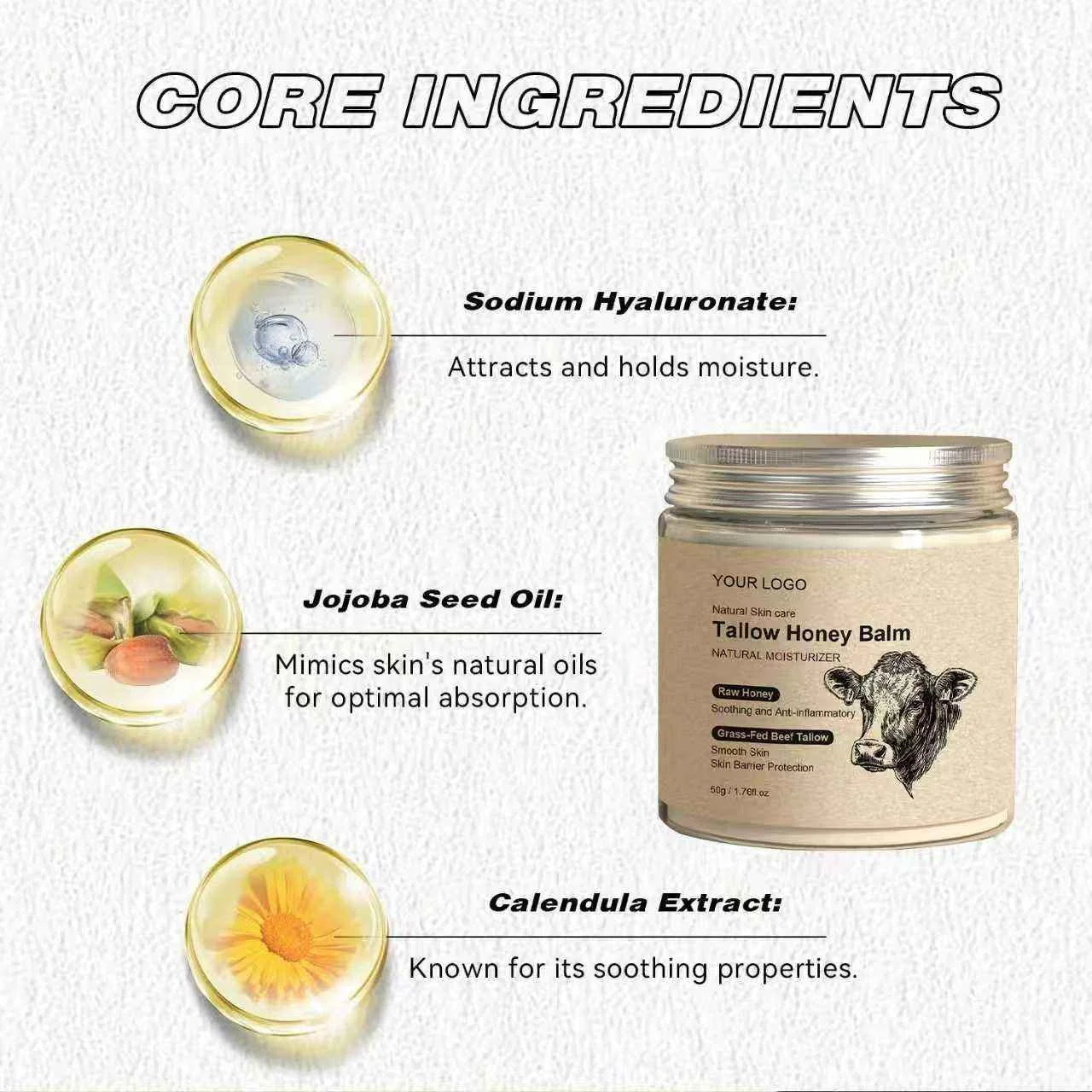 Crema Hidratante Natural con Sebo de Res y Miel — Nutrición Profunda para Piel Seca
