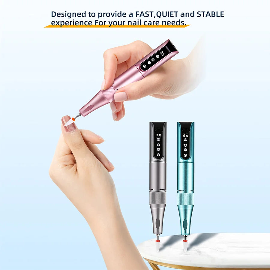 Professional Lima eléctrica profesional para gel, alta potencia, velocidad ajustable, taladro de uñas tipo bolígrafo, sin escobillas, inalámbrica, calidad de salón, con 45 000 rpm, fabricada en China.High Power Adjusta