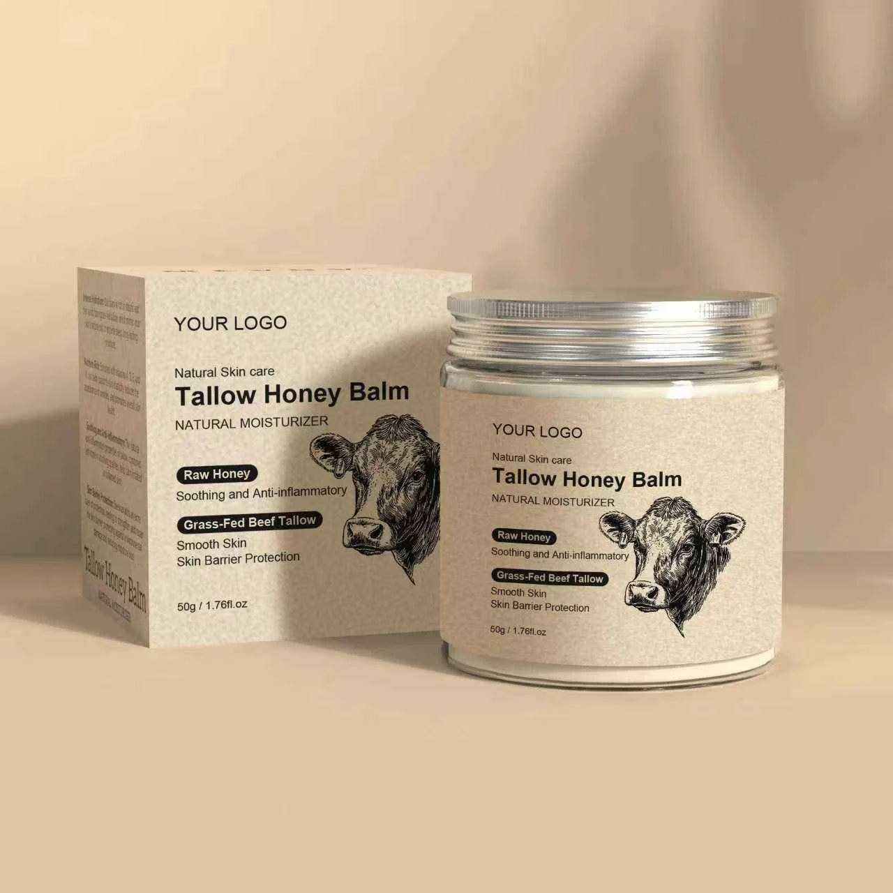 Crema Hidratante Natural con Sebo de Res y Miel — Nutrición Profunda para Piel Seca