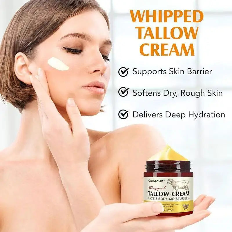Crema Batida de Sebo de Res Grass-Fed con Miel y Cera de Abeja — Hidratación Natural para Piel Sensible