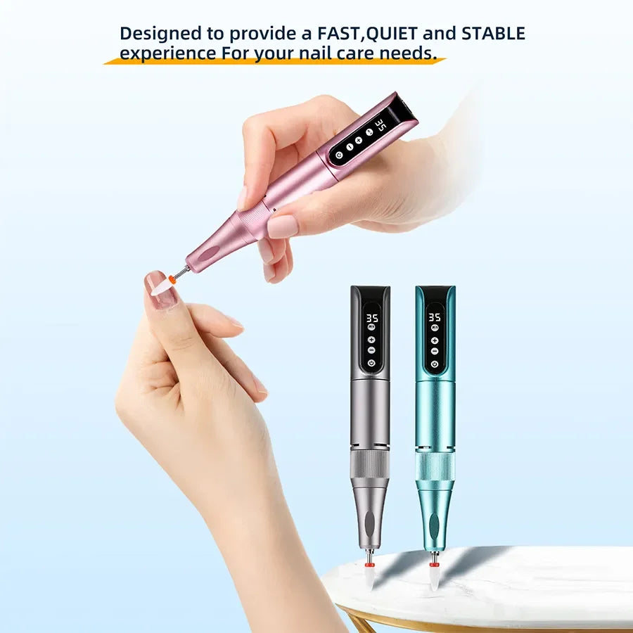 Professional Lima eléctrica profesional para gel, alta potencia, velocidad ajustable, taladro de uñas tipo bolígrafo, sin escobillas, inalámbrica, calidad de salón, con 45 000 rpm, fabricada en China.High Power Adjusta