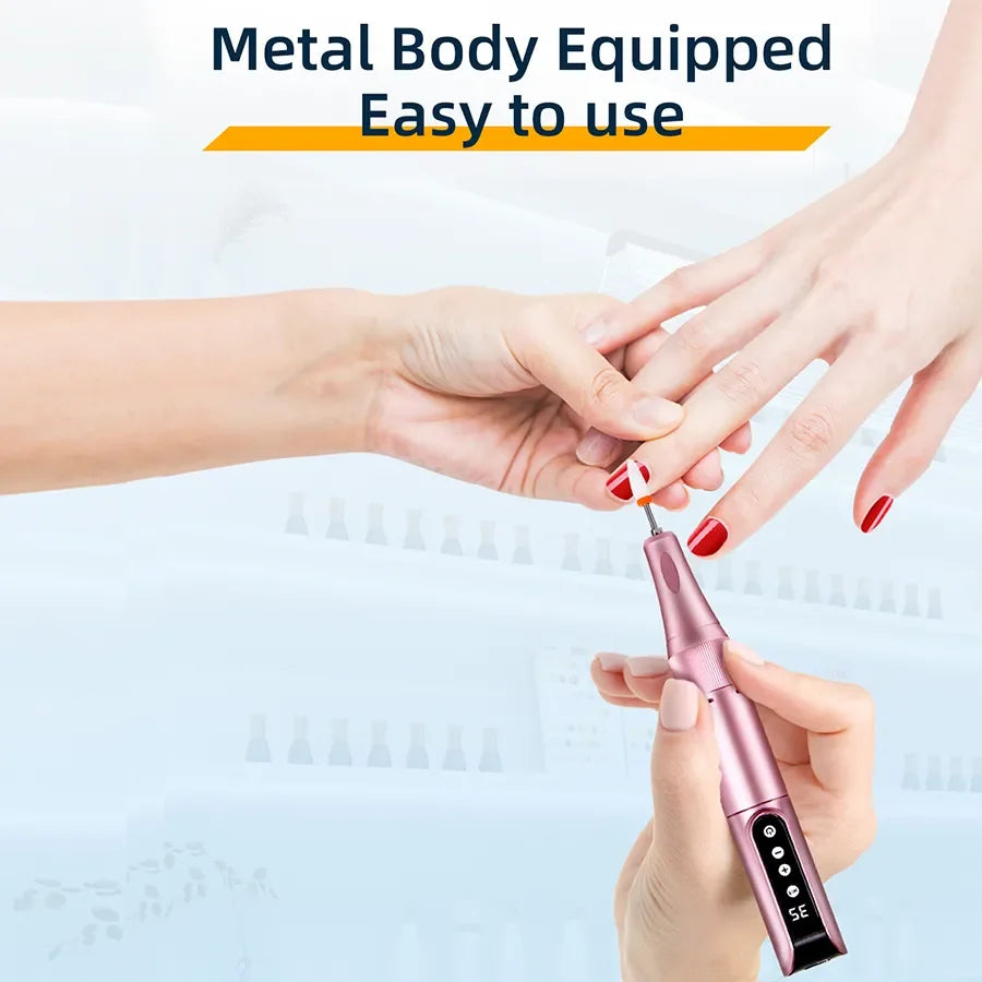 Professional Lima eléctrica profesional para gel, alta potencia, velocidad ajustable, taladro de uñas tipo bolígrafo, sin escobillas, inalámbrica, calidad de salón, con 45 000 rpm, fabricada en China.High Power Adjusta