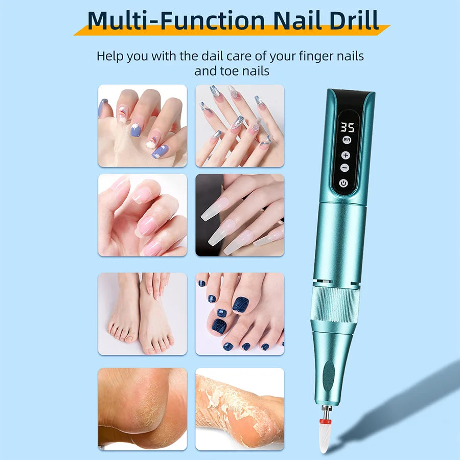 Professional Lima eléctrica profesional para gel, alta potencia, velocidad ajustable, taladro de uñas tipo bolígrafo, sin escobillas, inalámbrica, calidad de salón, con 45 000 rpm, fabricada en China.High Power Adjusta