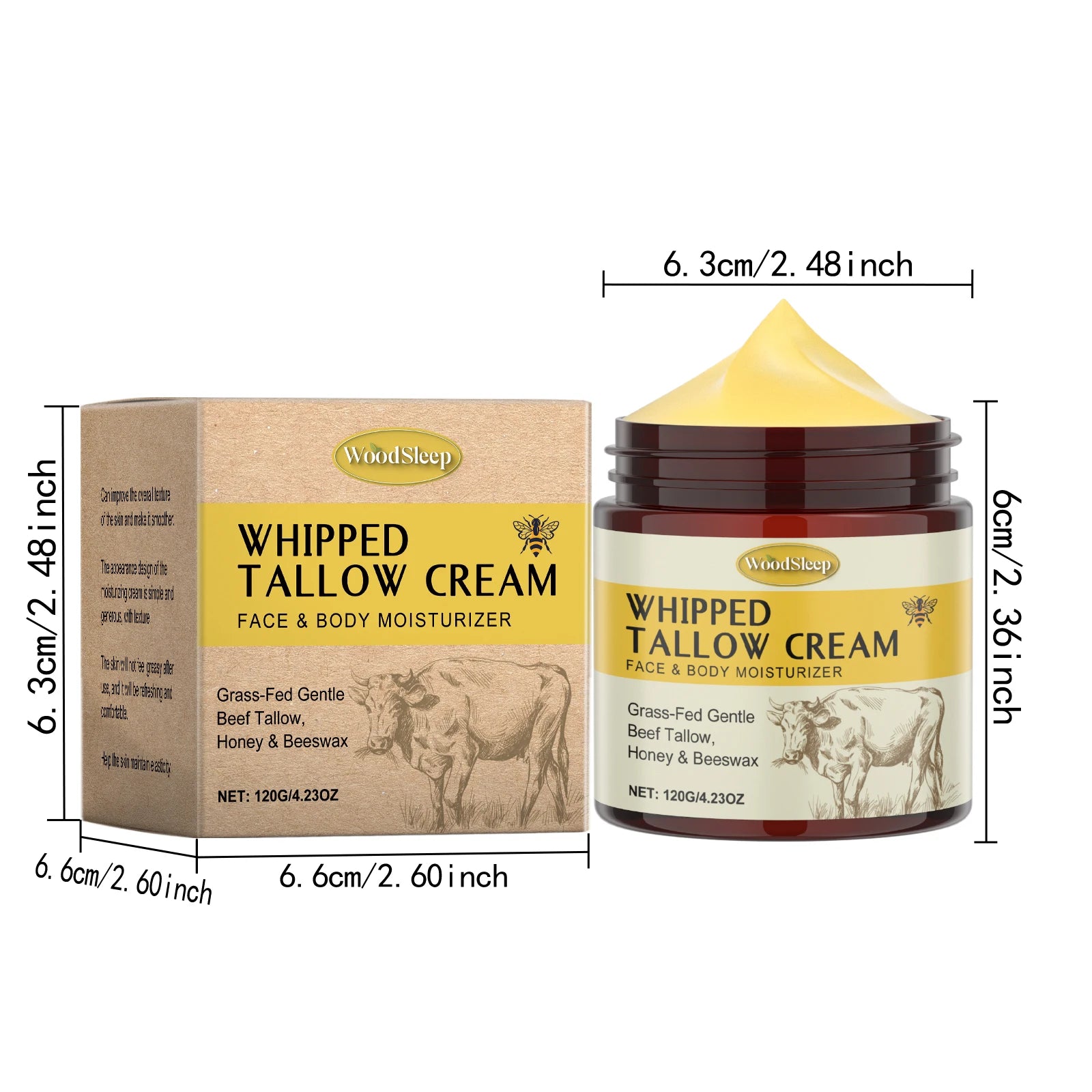Bálsamo hidratante de miel Tallow de ternera, reparación de la piel dañada, aumenta la elasticidad Facial, desvanece la línea fina, ilumina la crema corporal Facial Tallow