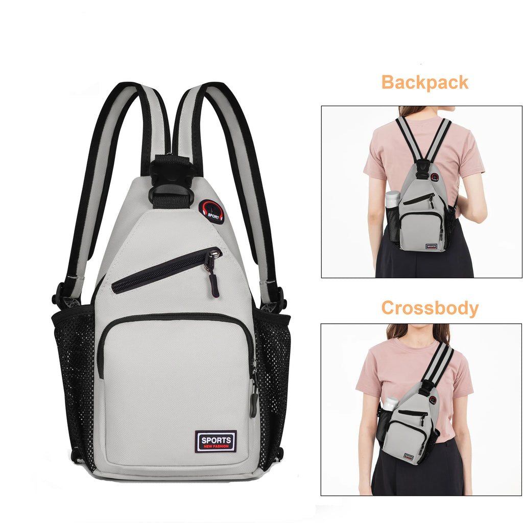 Bolsos de pecho para mujer, mochila ajustable y bolso de hombro individual con orificio para auriculares, bandolera de viaje deportiva pequeña para chica, bolso Oxford