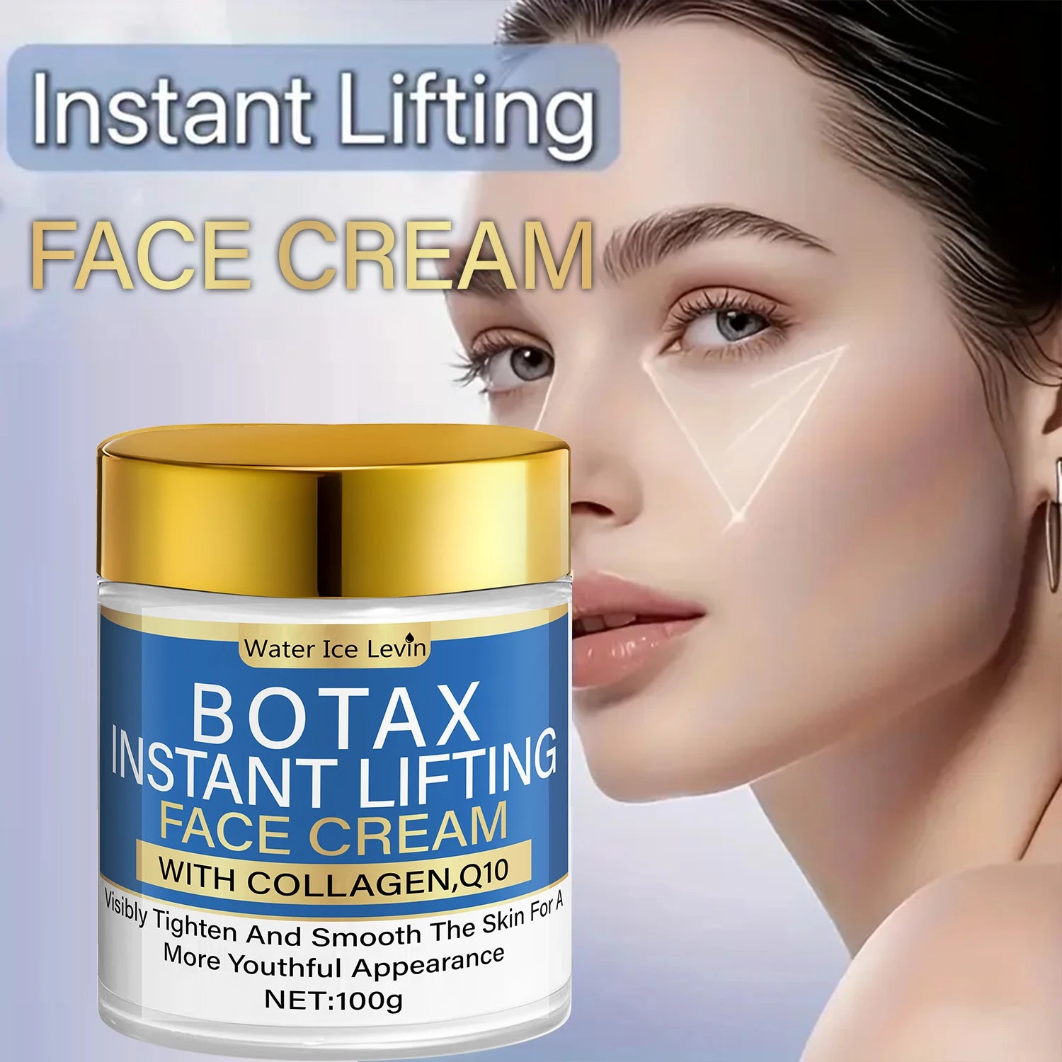 Crema Facial Lifting con Colágeno y Q10 100g, con Ceramidas, Efecto Tensor y Nutritivo, para una Piel Más Firme, Listo para Enviar