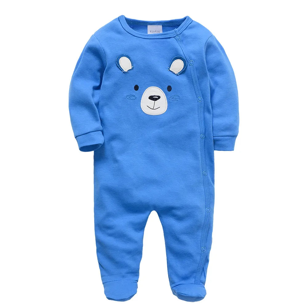 3 unids/lote 100% de ropa de algodón para niñas, peleles de manga larga para recién nacidos de 0 a 12M, mono con estampado de cartón para primavera y otoño