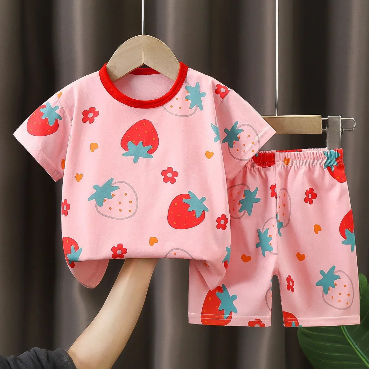 Camisetas y Pantalones Cortos Cómodos de Algodón, Ropa Casual Diaria para Niñas, Conjunto de Verano para Bebés, Trajes de Dibujos Animados para Niños, Manga Corta