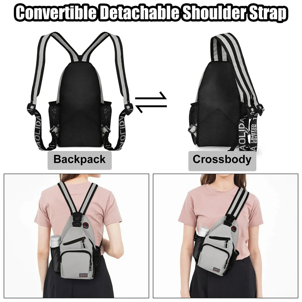 Bolsos de pecho para mujer, mochila ajustable y bolso de hombro individual con orificio para auriculares, bandolera de viaje deportiva pequeña para chica, bolso Oxford