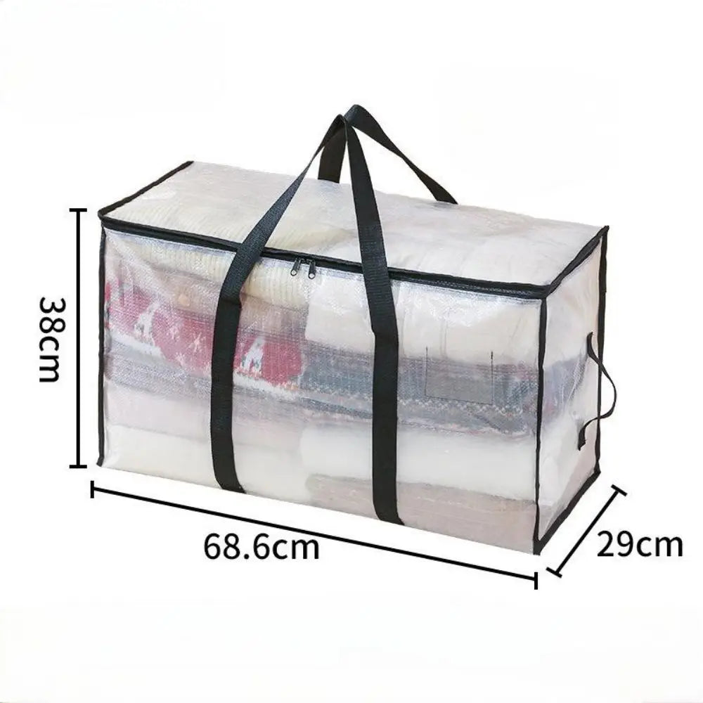 Bolsa organizadora de edredón, armario tejido transparente plegable de gran capacidad, impermeable, doble cremallera, almacenamiento portátil para ropa