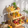 Cesta de frutas de 3 niveles para cocina: soporte duradero, multifuncional, para frutas y verduras de gran capacidad con organizador de aperitivos
