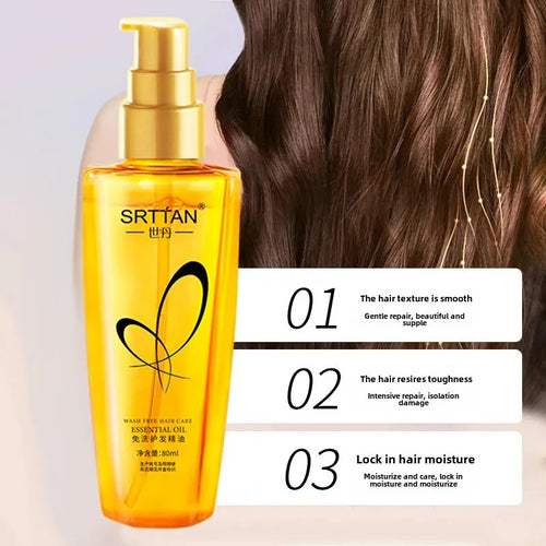 Aceite esencial para el cuidado del cabello sin lavado, cuidado del cabello suave, sin lavado, no graso, aceite para el cabello, adecuado para todo tipo de cabello