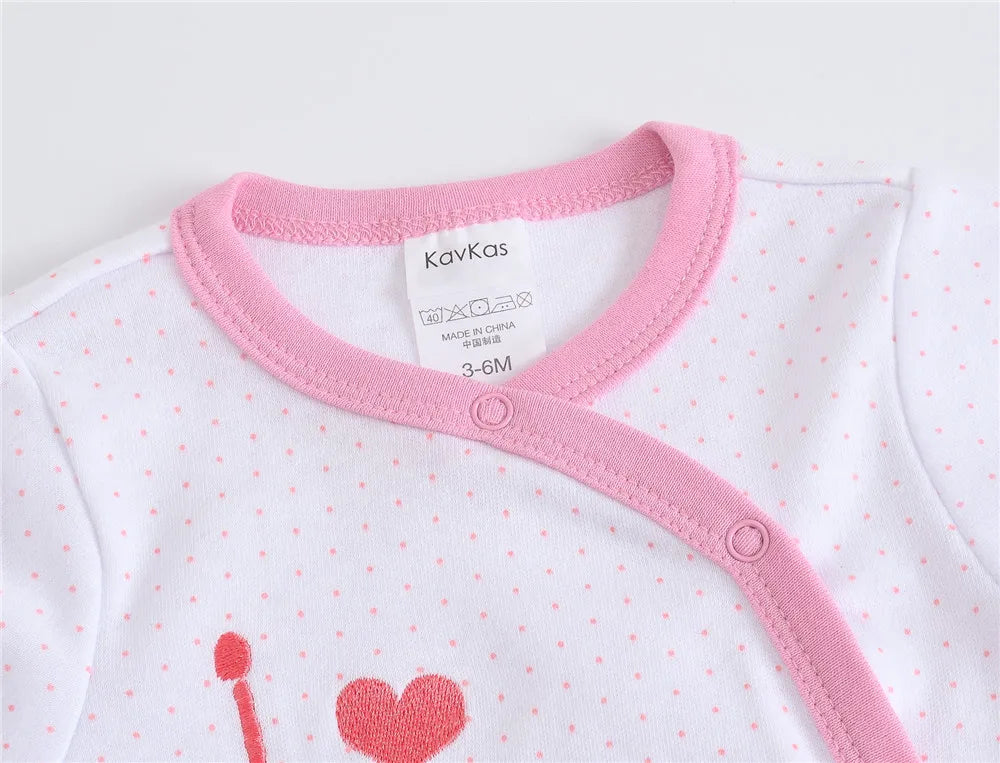 3 unids/lote 100% de ropa de algodón para niñas, peleles de manga larga para recién nacidos de 0 a 12M, mono con estampado de cartón para primavera y otoño