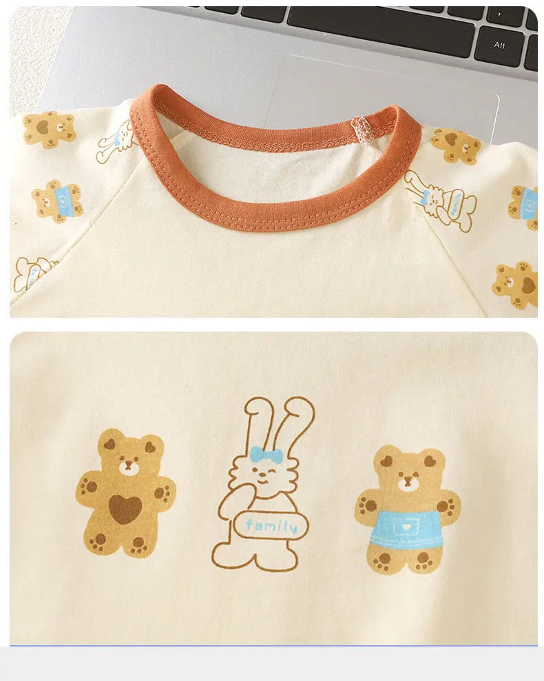 Conjuntos para niños, ropa de algodón para niños, ropa de dormir de casa de manga corta, ropa para niños, Tops de primavera y verano, trajes de pantalones