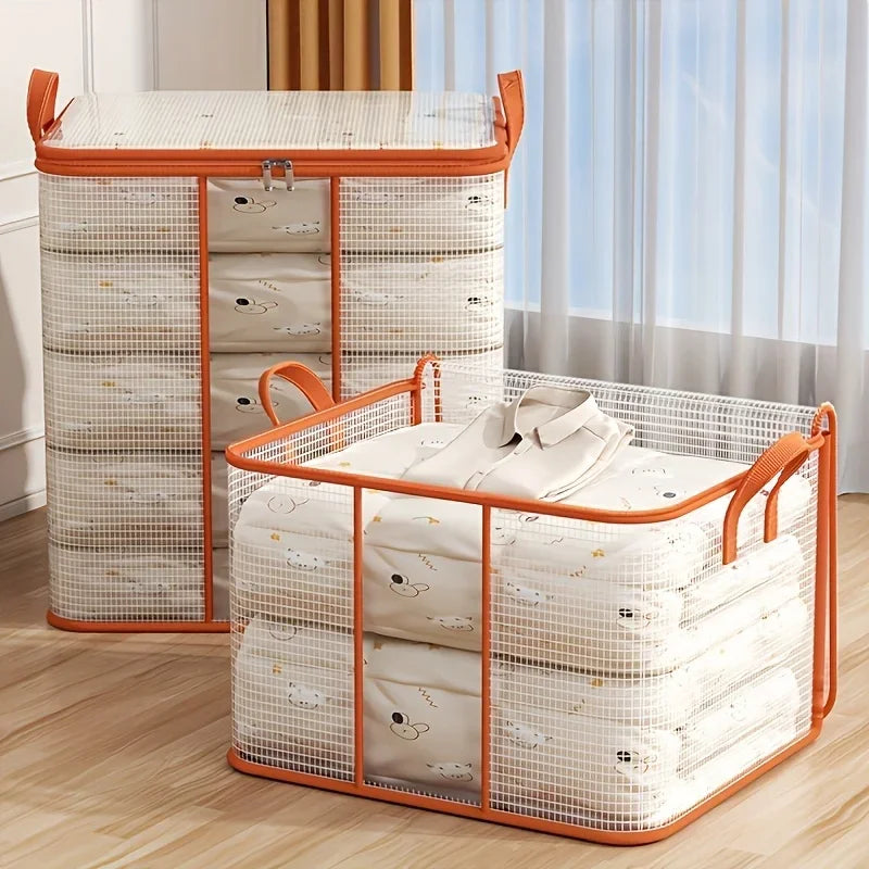 Bolsa de almacenamiento de PVC de gran capacidad para ropa y edredones, bolsas organizadoras transparentes impermeables para dormitorio, movimiento de regreso a la escuela