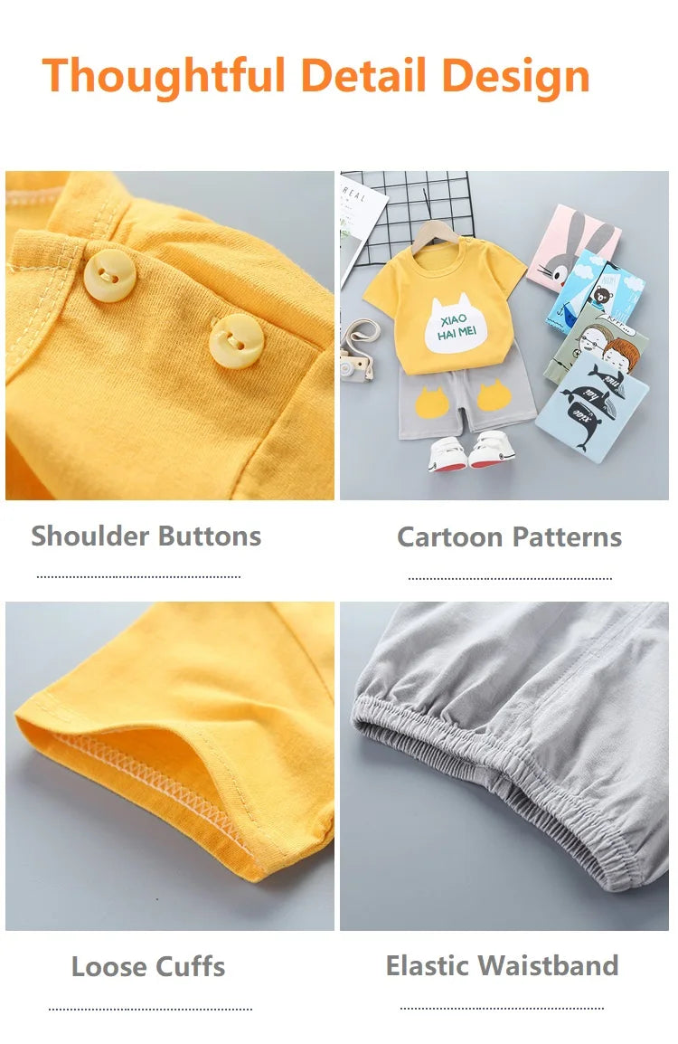 Conjuntos de 2 uds para niños, ropa para madres y niños, camiseta para niños y niñas, pantalones cortos de algodón de verano, ropa de manga corta para bebés, traje para niños pequeños