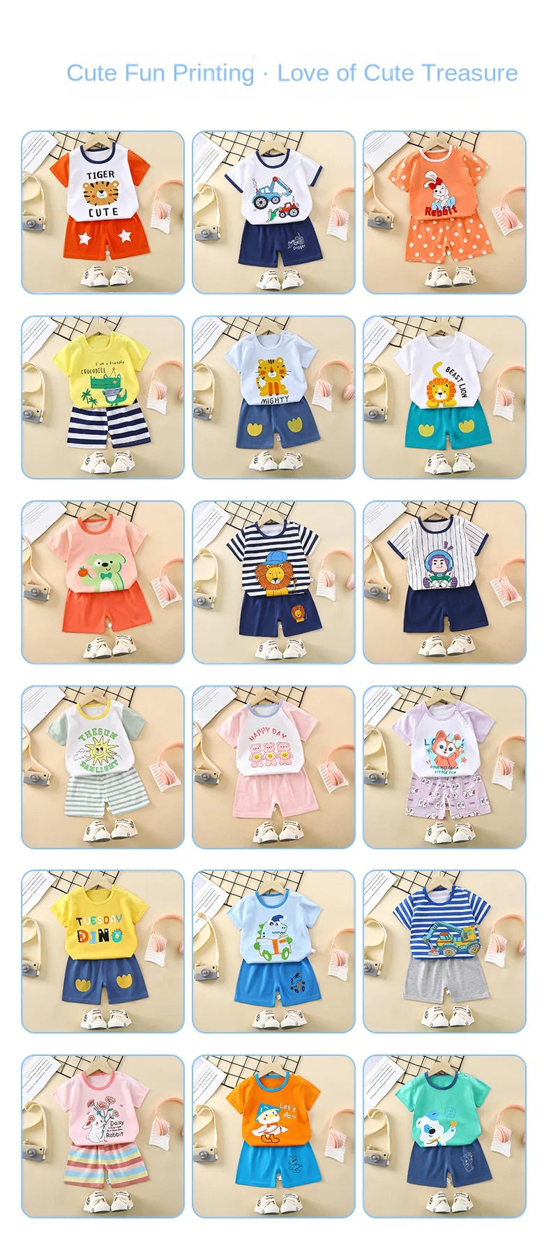 Conjunto de manga corta para niños, ropa de verano de algodón puro, camiseta fina para niñas, ropa para bebés