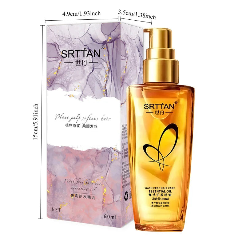 Aceite esencial para el cuidado del cabello sin lavado, cuidado del cabello suave, sin lavado, no graso, aceite para el cabello, adecuado para todo tipo de cabello
