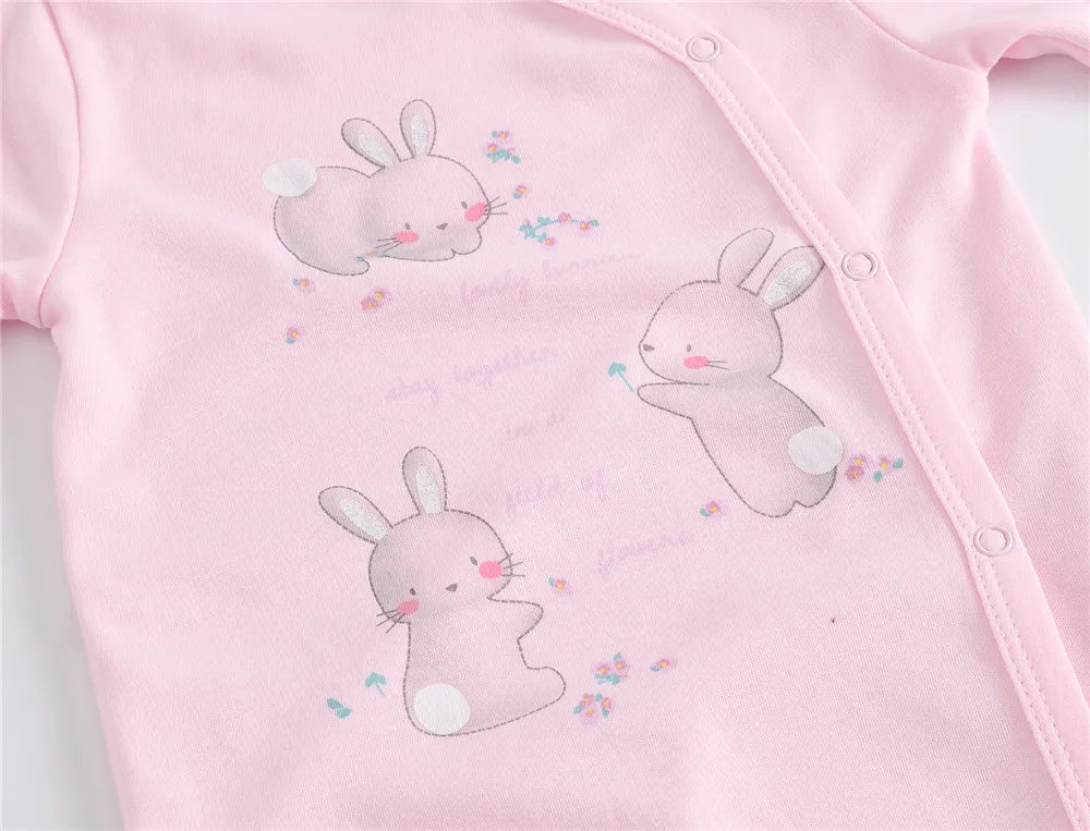 3 unids/lote 100% de ropa de algodón para niñas, peleles de manga larga para recién nacidos de 0 a 12M, mono con estampado de cartón para primavera y otoño