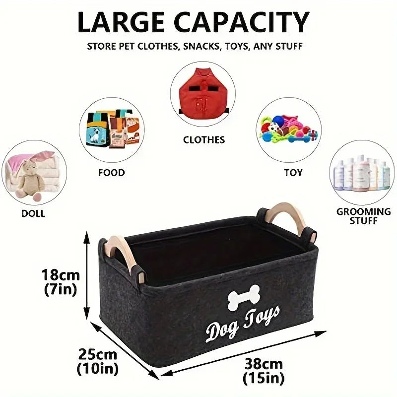 Caja de juguetes de fieltro para mascotas, caja de juguetes para perros, caja de cesta de almacenamiento: perfecta para organizar mascotas