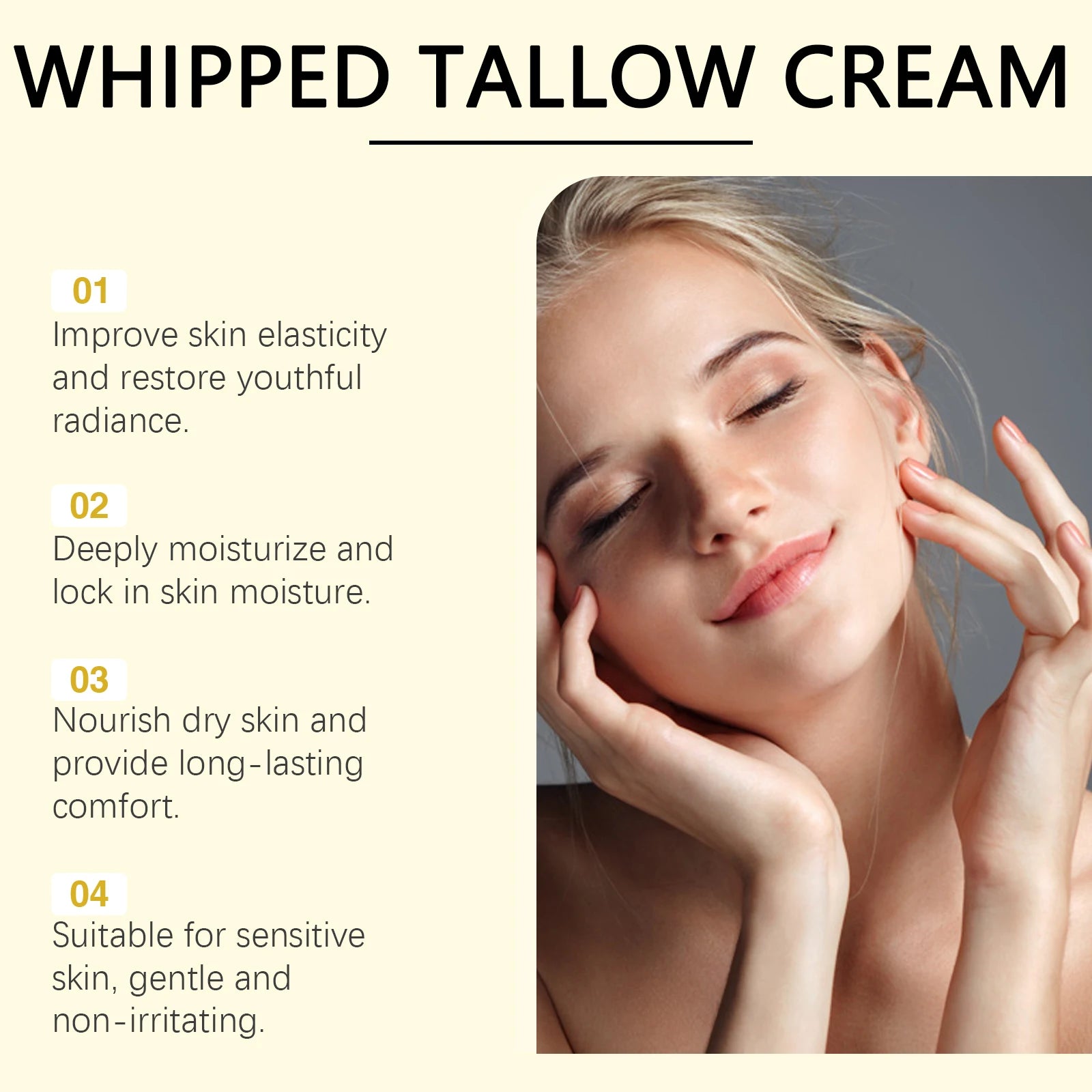 Bálsamo hidratante de miel Tallow de ternera, reparación de la piel dañada, aumenta la elasticidad Facial, desvanece la línea fina, ilumina la crema corporal Facial Tallow