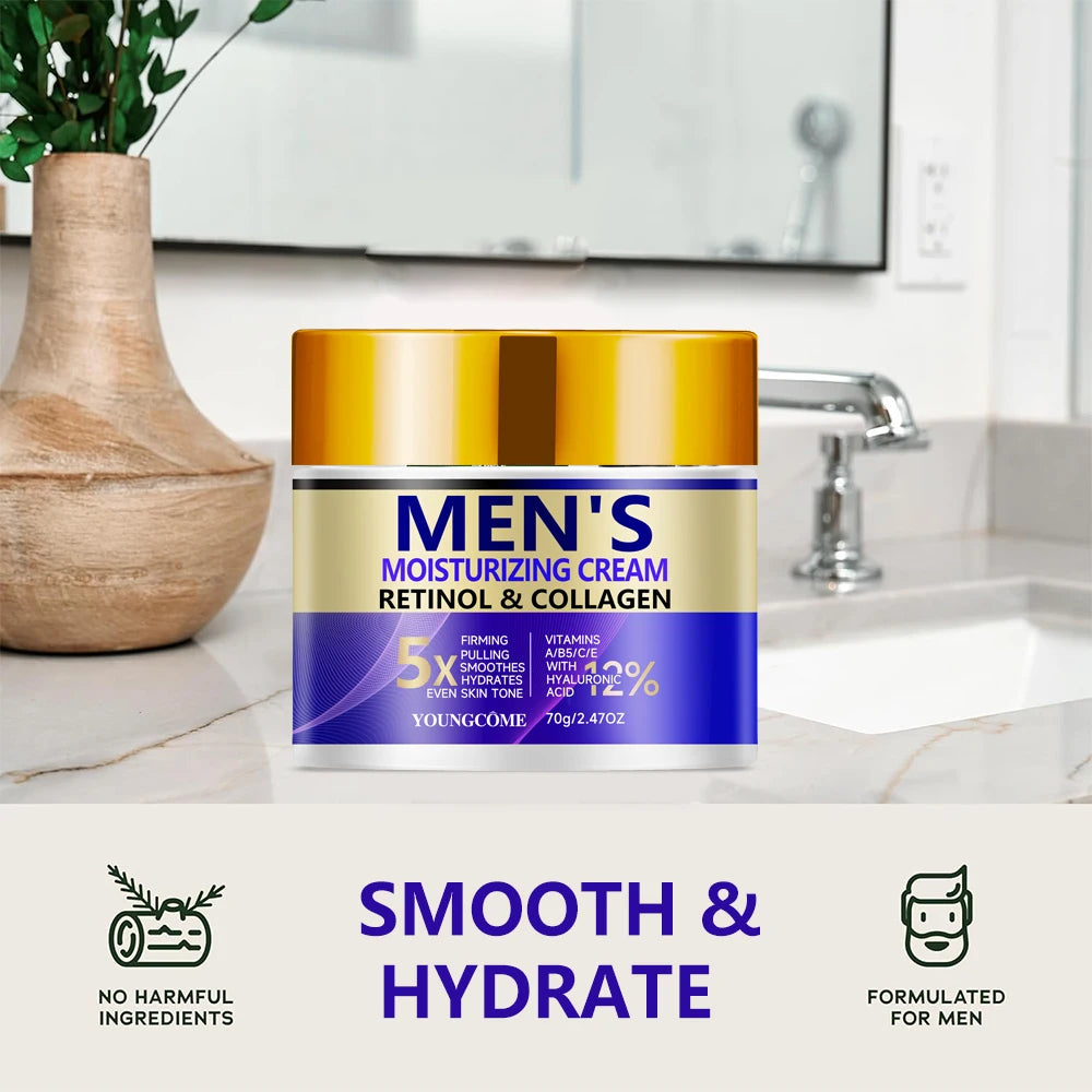 Crema Facial Retinol Suave para Hombres - Hidratante, Antiarrugas y Poros