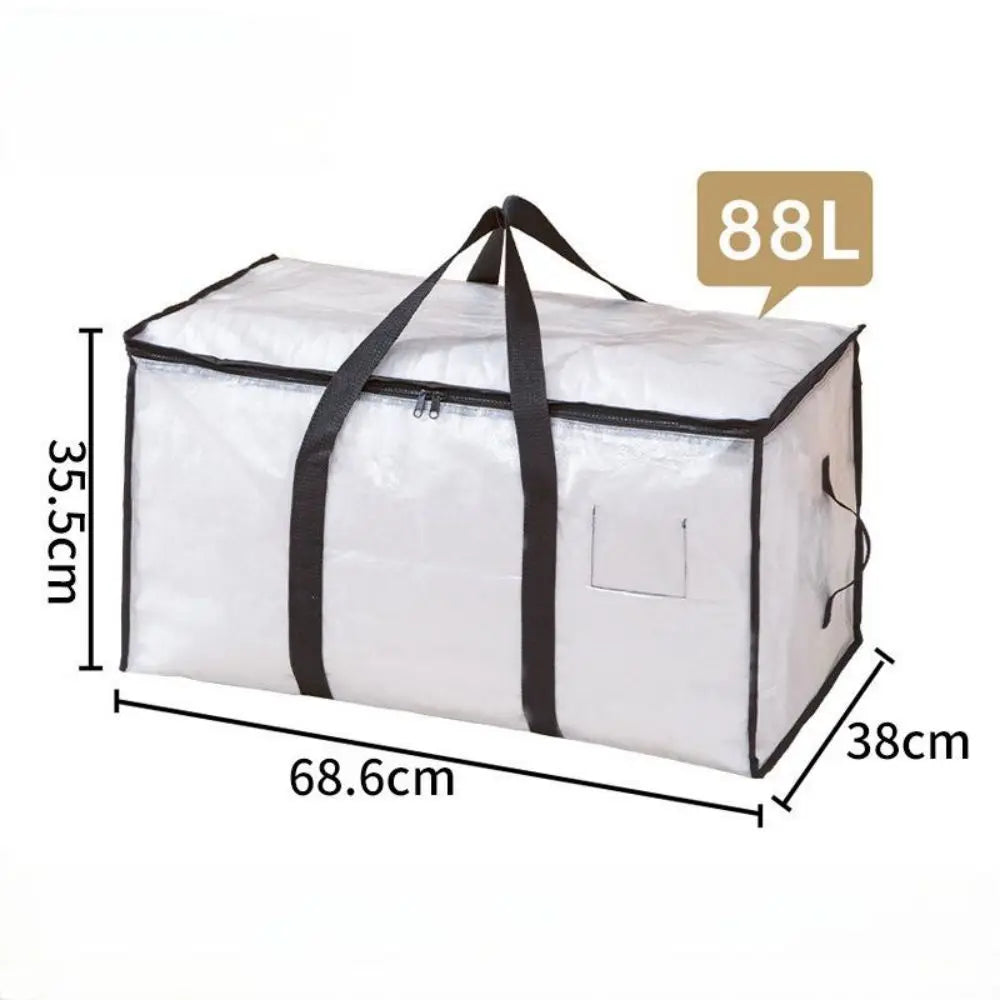 Bolsa organizadora de edredón, armario tejido transparente plegable de gran capacidad, impermeable, doble cremallera, almacenamiento portátil para ropa