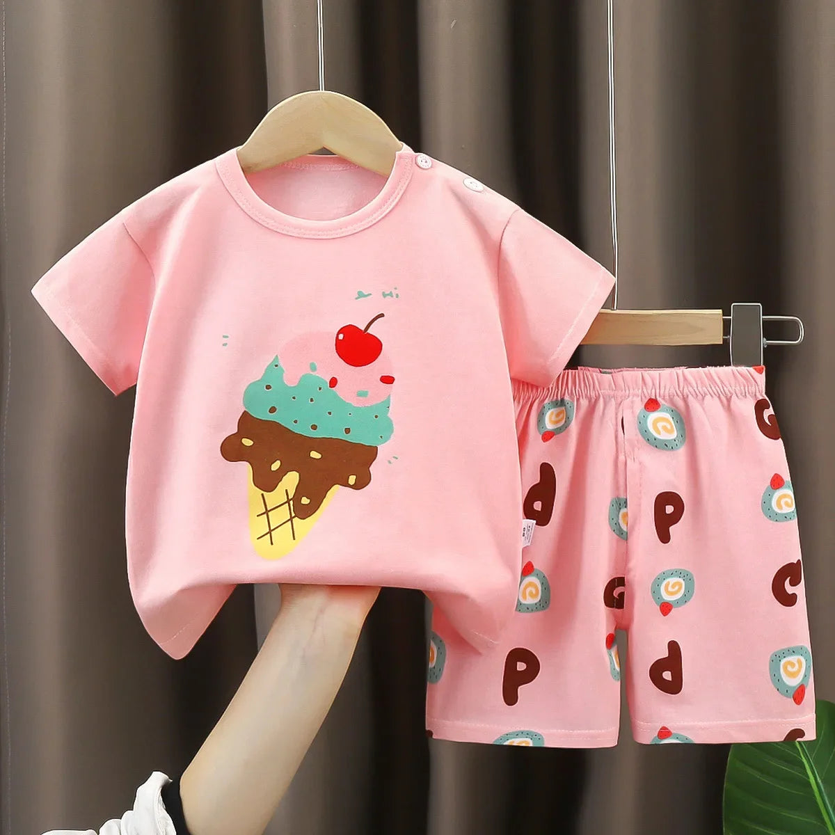 Camisetas y Pantalones Cortos Cómodos de Algodón, Ropa Casual Diaria para Niñas, Conjunto de Verano para Bebés, Trajes de Dibujos Animados para Niños, Manga Corta