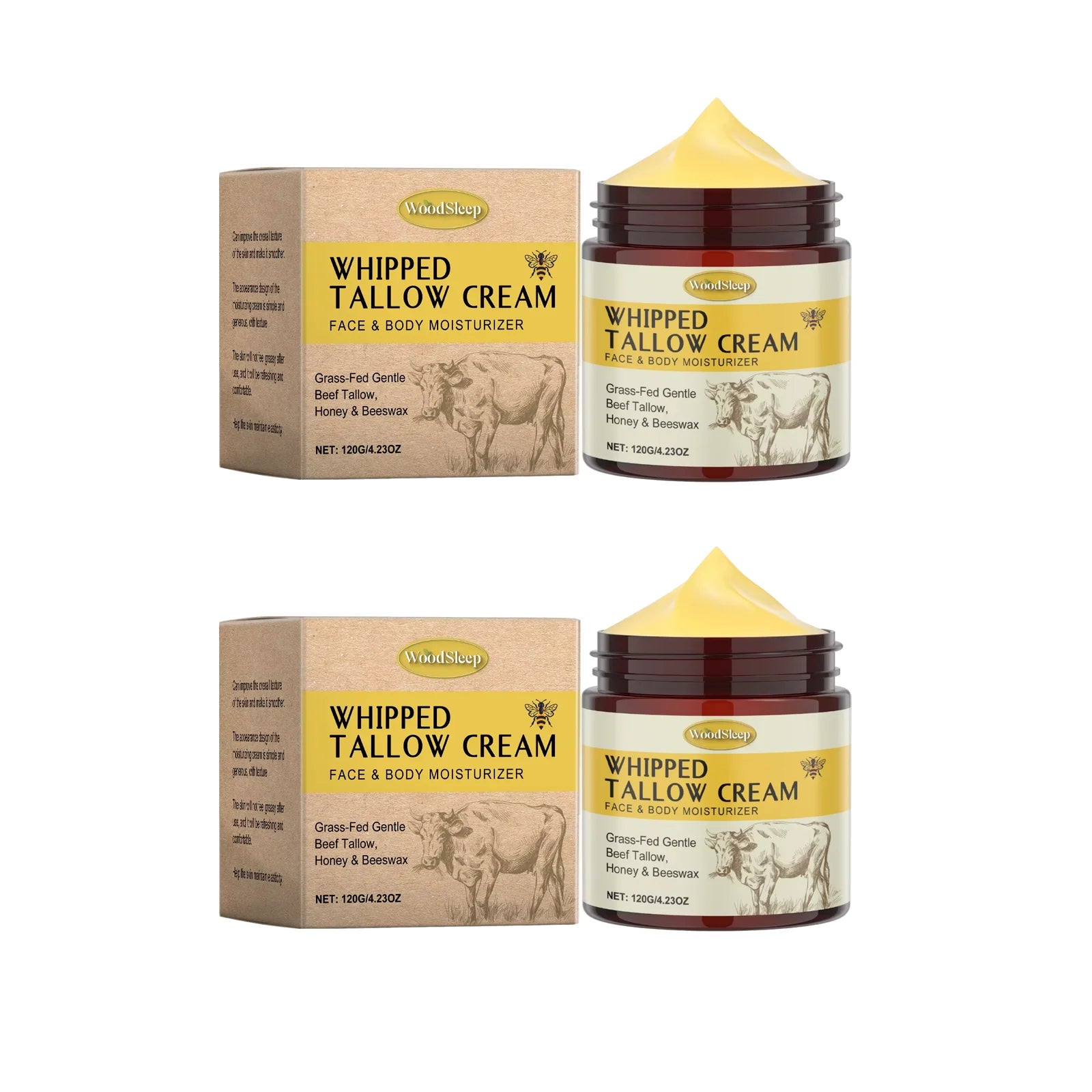 Bálsamo hidratante de miel Tallow de ternera, reparación de la piel dañada, aumenta la elasticidad Facial, desvanece la línea fina, ilumina la crema corporal Facial Tallow
