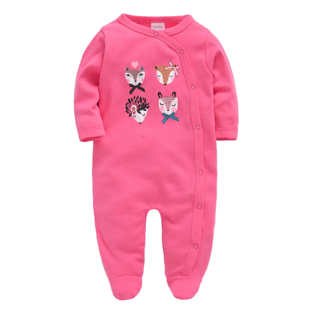 3 unids/lote 100% de ropa de algodón para niñas, peleles de manga larga para recién nacidos de 0 a 12M, mono con estampado de cartón para primavera y otoño