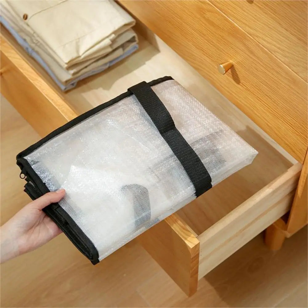 Bolsa organizadora de edredón, armario tejido transparente plegable de gran capacidad, impermeable, doble cremallera, almacenamiento portátil para ropa