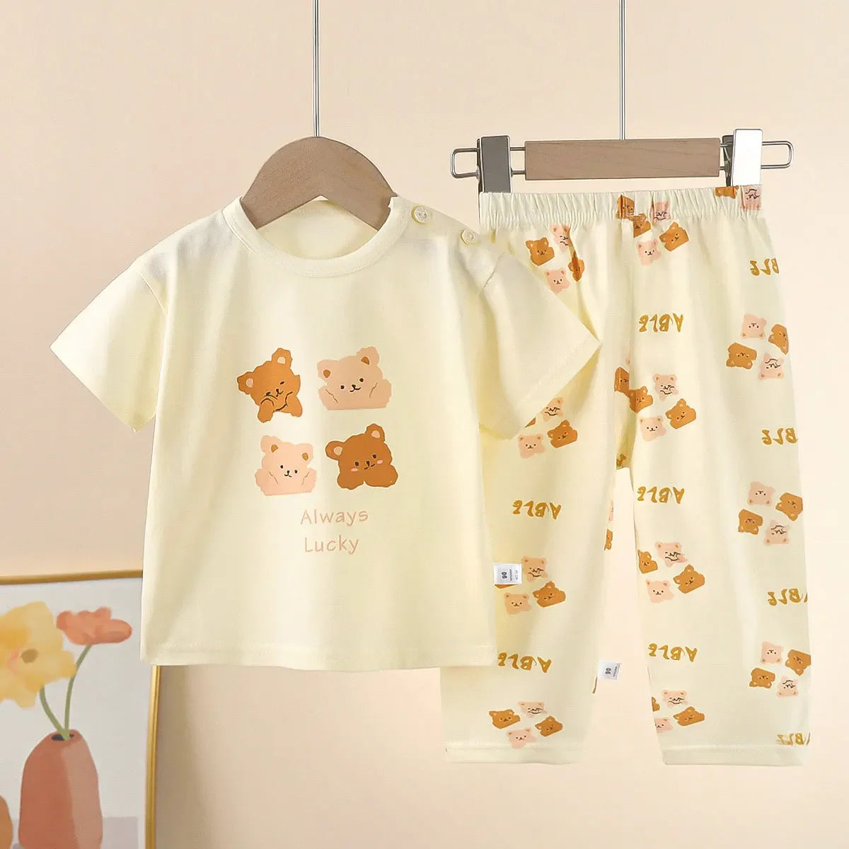 Conjuntos para niños, ropa de algodón para niños, ropa de dormir de casa de manga corta, ropa para niños, Tops de primavera y verano, trajes de pantalones