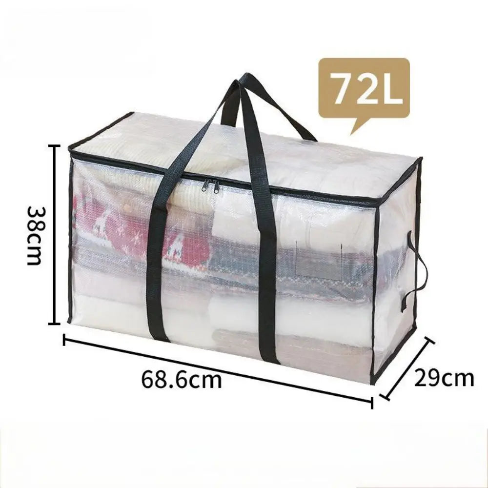 Bolsa organizadora de edredón, armario tejido transparente plegable de gran capacidad, impermeable, doble cremallera, almacenamiento portátil para ropa