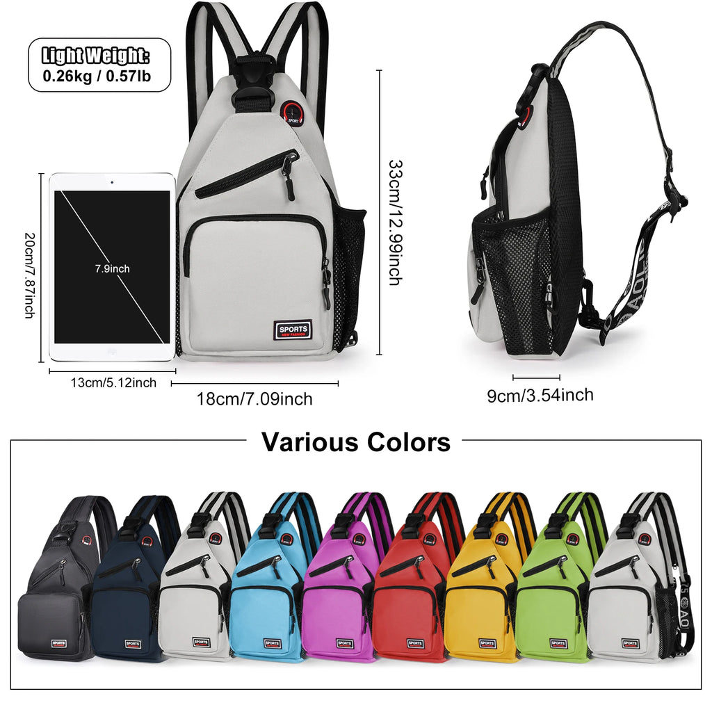 Bolsos de pecho para mujer, mochila ajustable y bolso de hombro individual con orificio para auriculares, bandolera de viaje deportiva pequeña para chica, bolso Oxford