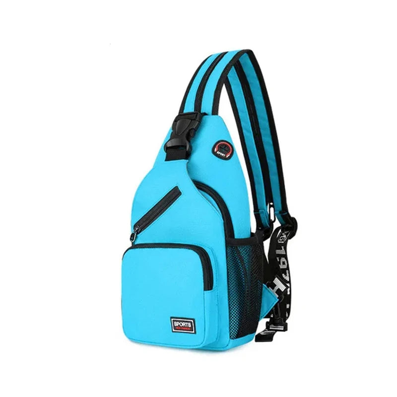 Bolsos de pecho para mujer, mochila ajustable y bolso de hombro individual con orificio para auriculares, bandolera de viaje deportiva pequeña para chica, bolso Oxford