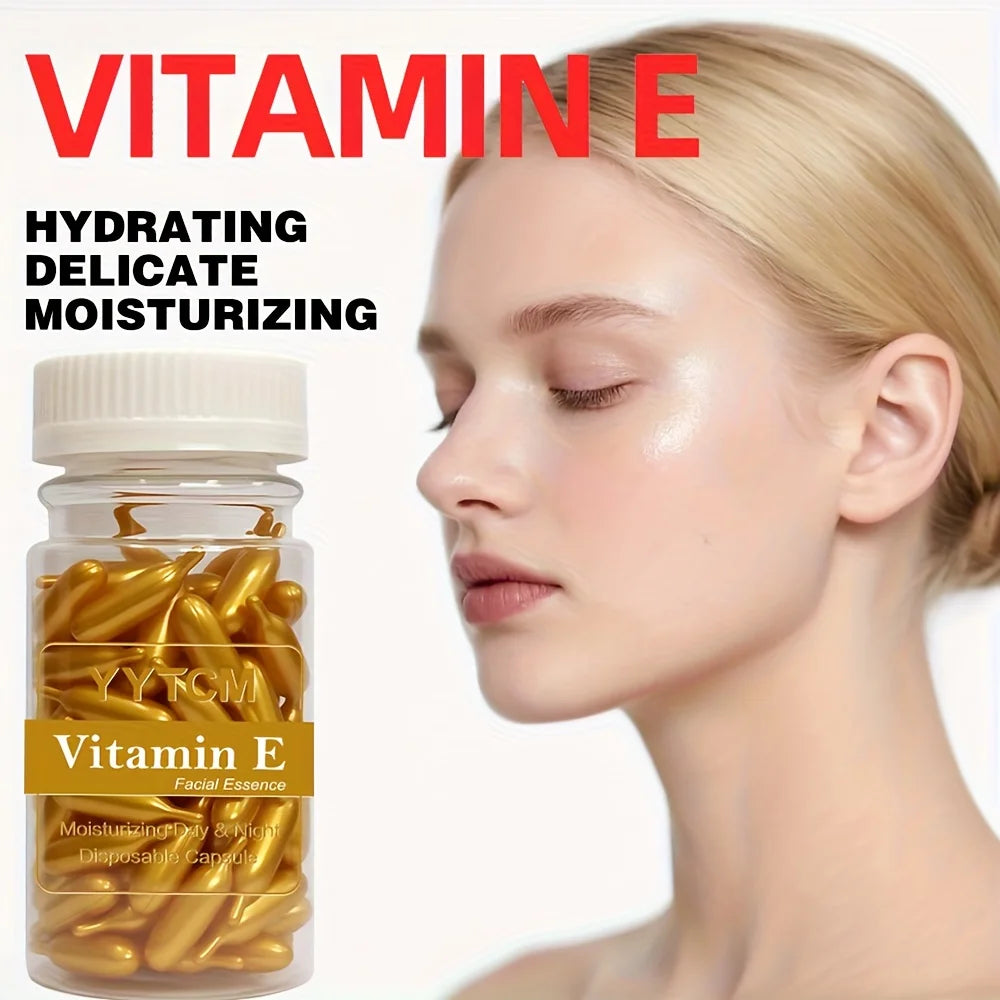 Cápsulas de Suero de Vitamina E, Cápsulas de Esencia de Un Solo Uso, Hidratantes y Humectantes para la Piel Facial, 90 Cápsulas/Botella - 1 Botella