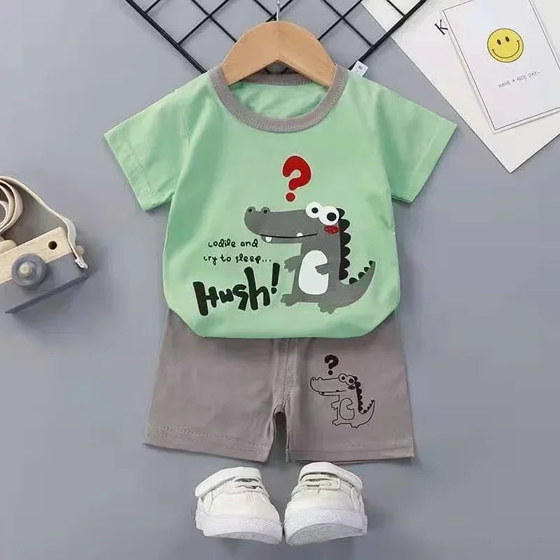 Conjuntos de 2 uds para niños, ropa para madres y niños, camiseta para niños y niñas, pantalones cortos de algodón de verano, ropa de manga corta para bebés, traje para niños pequeños