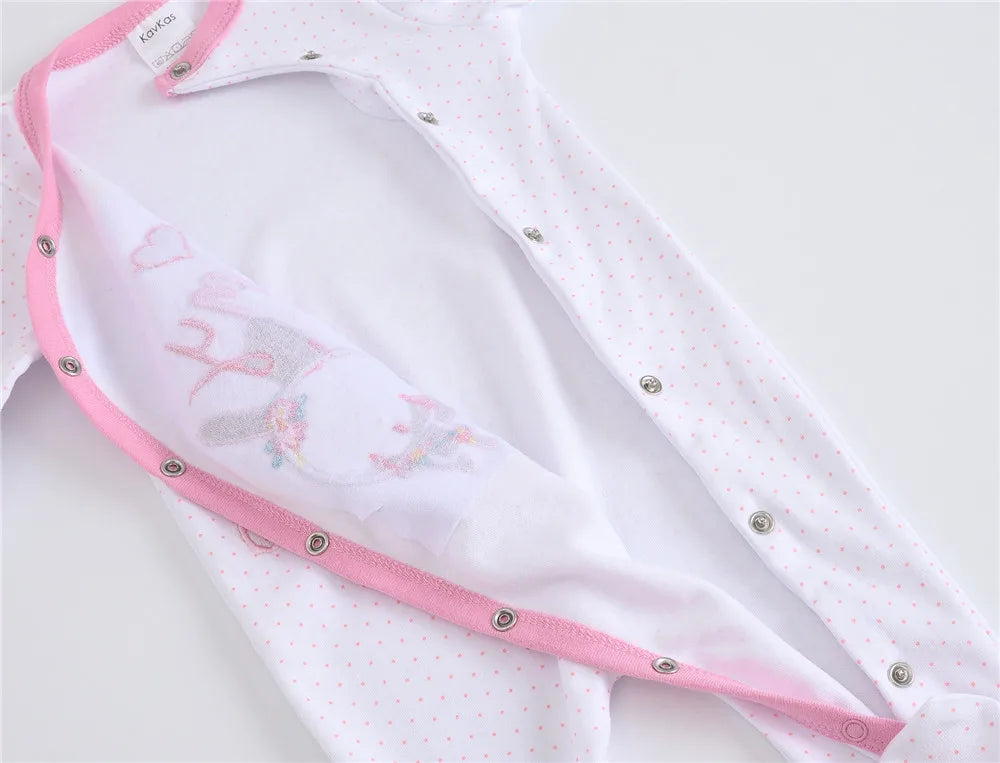3 unids/lote 100% de ropa de algodón para niñas, peleles de manga larga para recién nacidos de 0 a 12M, mono con estampado de cartón para primavera y otoño