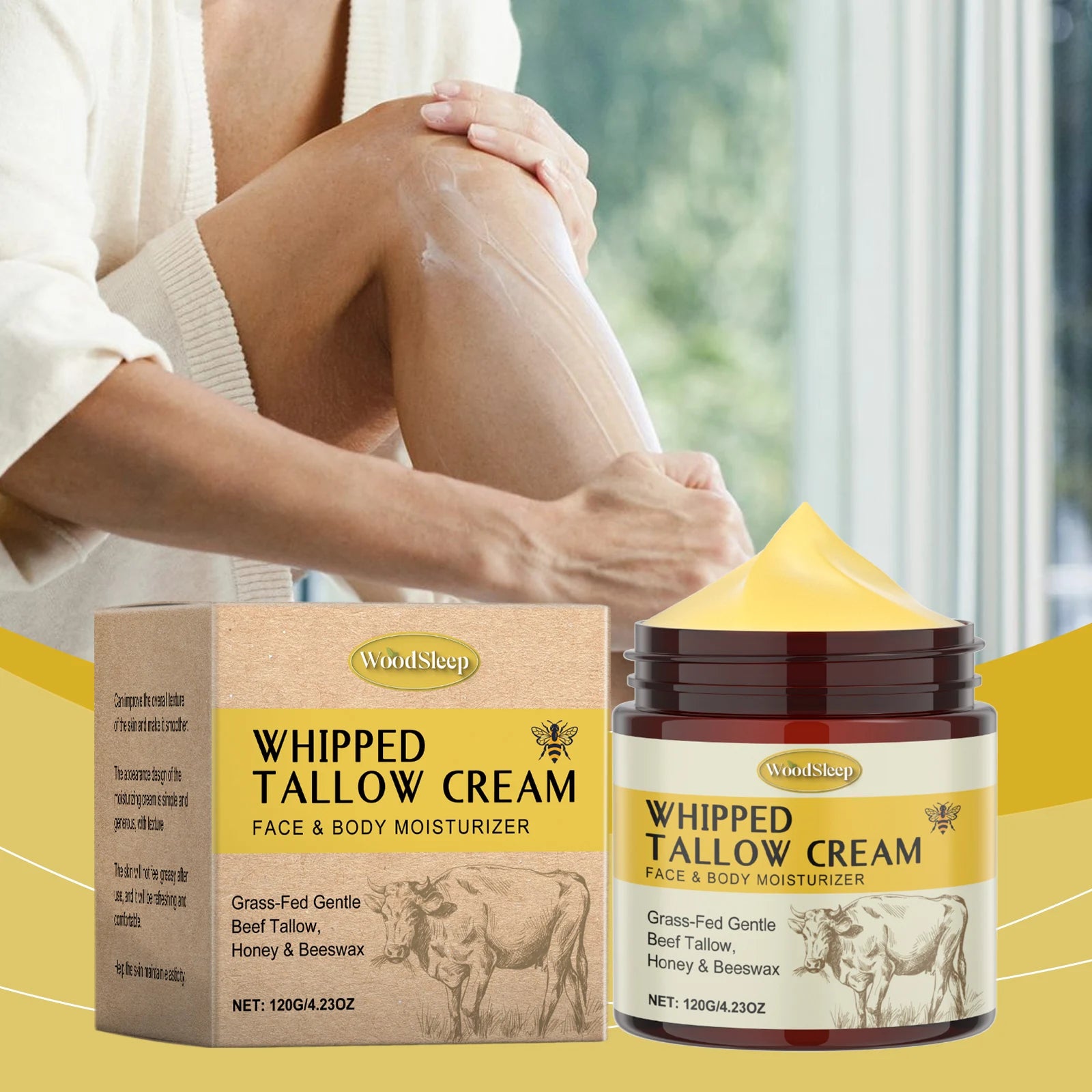 Bálsamo hidratante de miel Tallow de ternera, reparación de la piel dañada, aumenta la elasticidad Facial, desvanece la línea fina, ilumina la crema corporal Facial Tallow