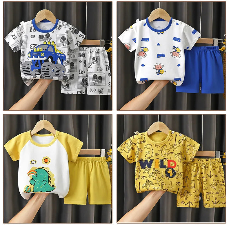 Camisetas y Pantalones Cortos Cómodos de Algodón, Ropa Casual Diaria para Niñas, Conjunto de Verano para Bebés, Trajes de Dibujos Animados para Niños, Manga Corta