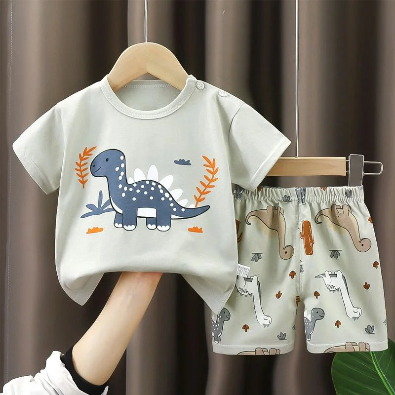 Conjuntos de 2 uds para niños, ropa para madres y niños, camiseta para niños y niñas, pantalones cortos de algodón de verano, ropa de manga corta para bebés, traje para niños pequeños