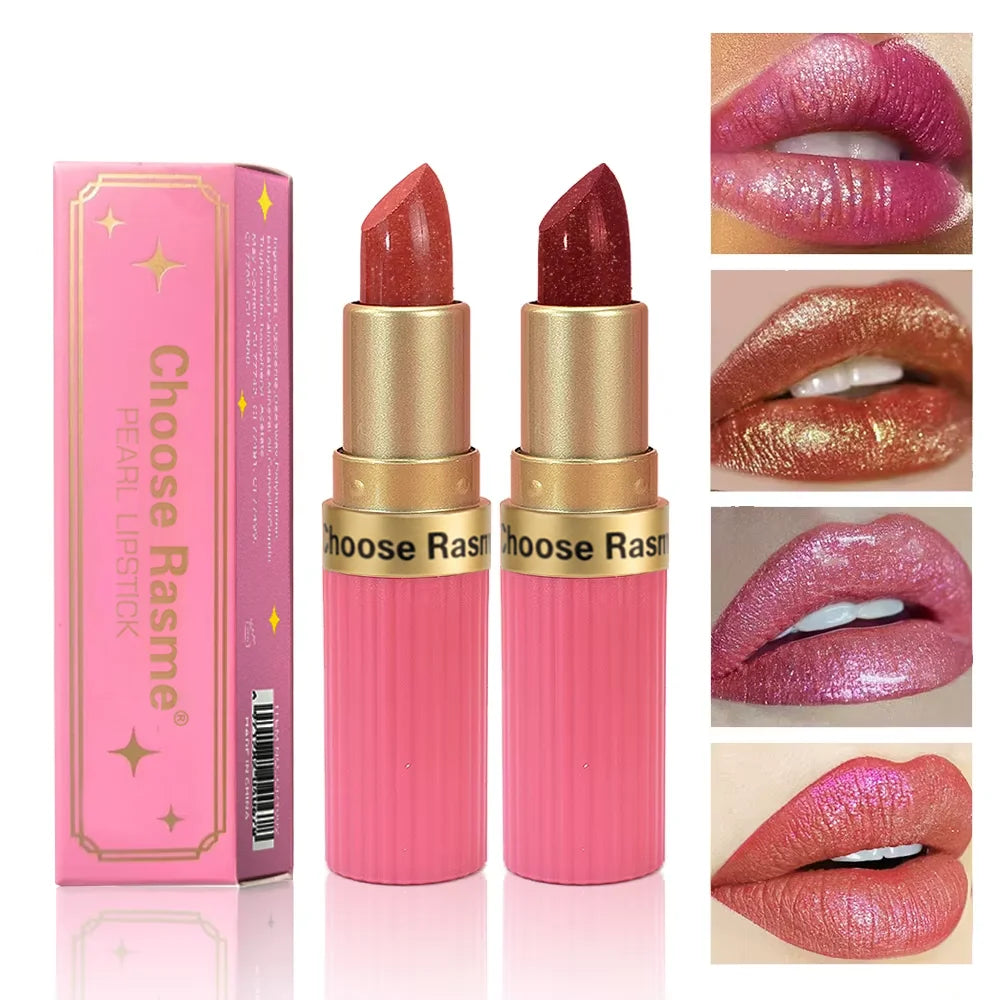 Lápiz labial de terciopelo con purpurina rosa nacarado, metálico, resistente al agua, de larga duración, mate, brillo, diamante, maquillaje cosmético para mujer