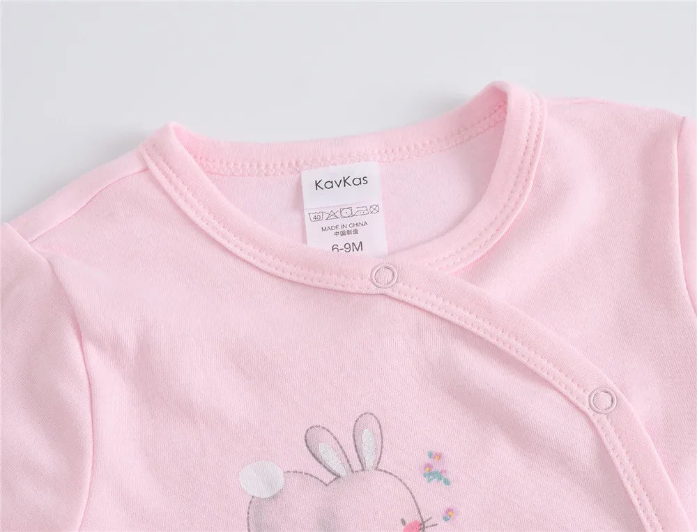 3 unids/lote 100% de ropa de algodón para niñas, peleles de manga larga para recién nacidos de 0 a 12M, mono con estampado de cartón para primavera y otoño