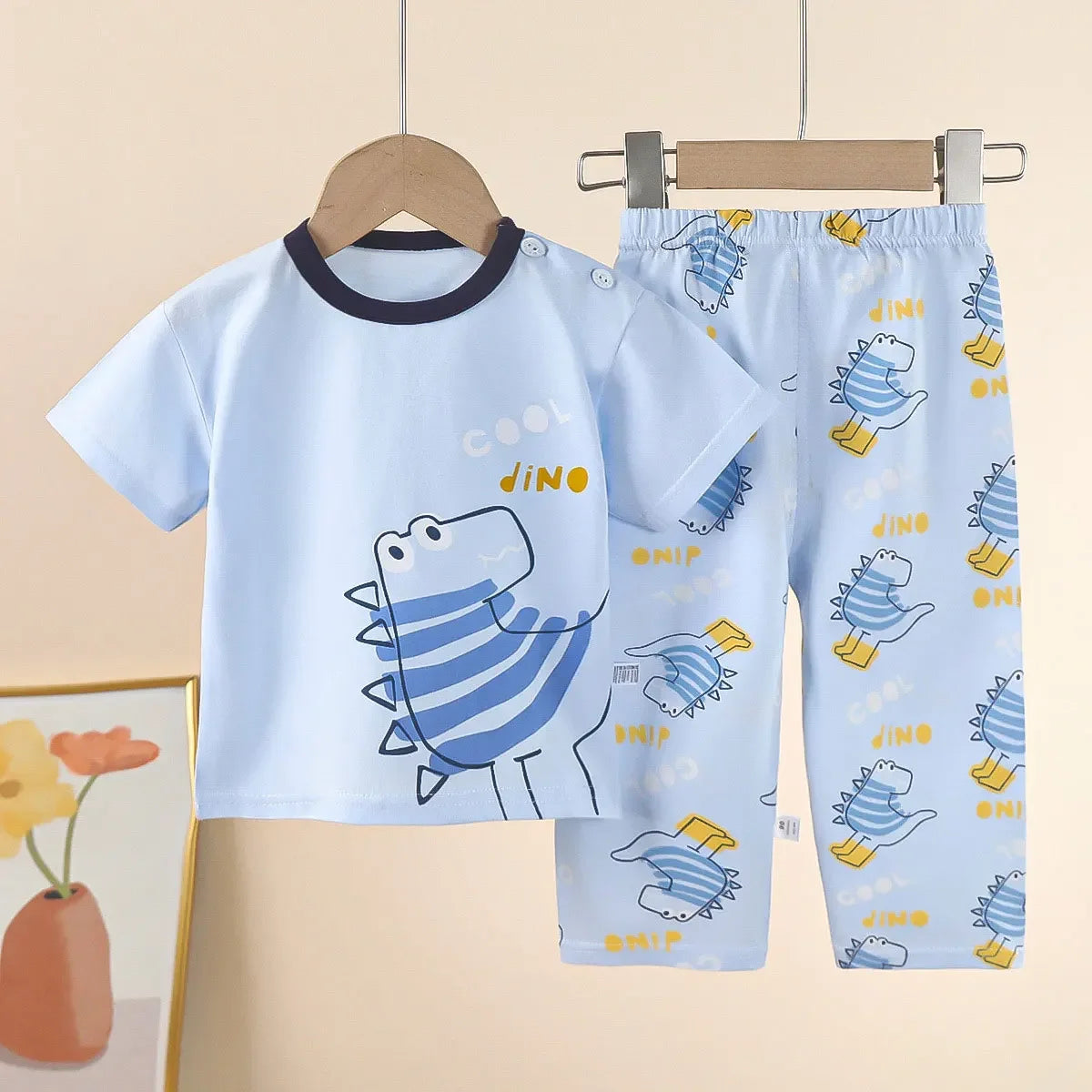 Conjuntos para niños, ropa de algodón para niños, ropa de dormir de casa de manga corta, ropa para niños, Tops de primavera y verano, trajes de pantalones