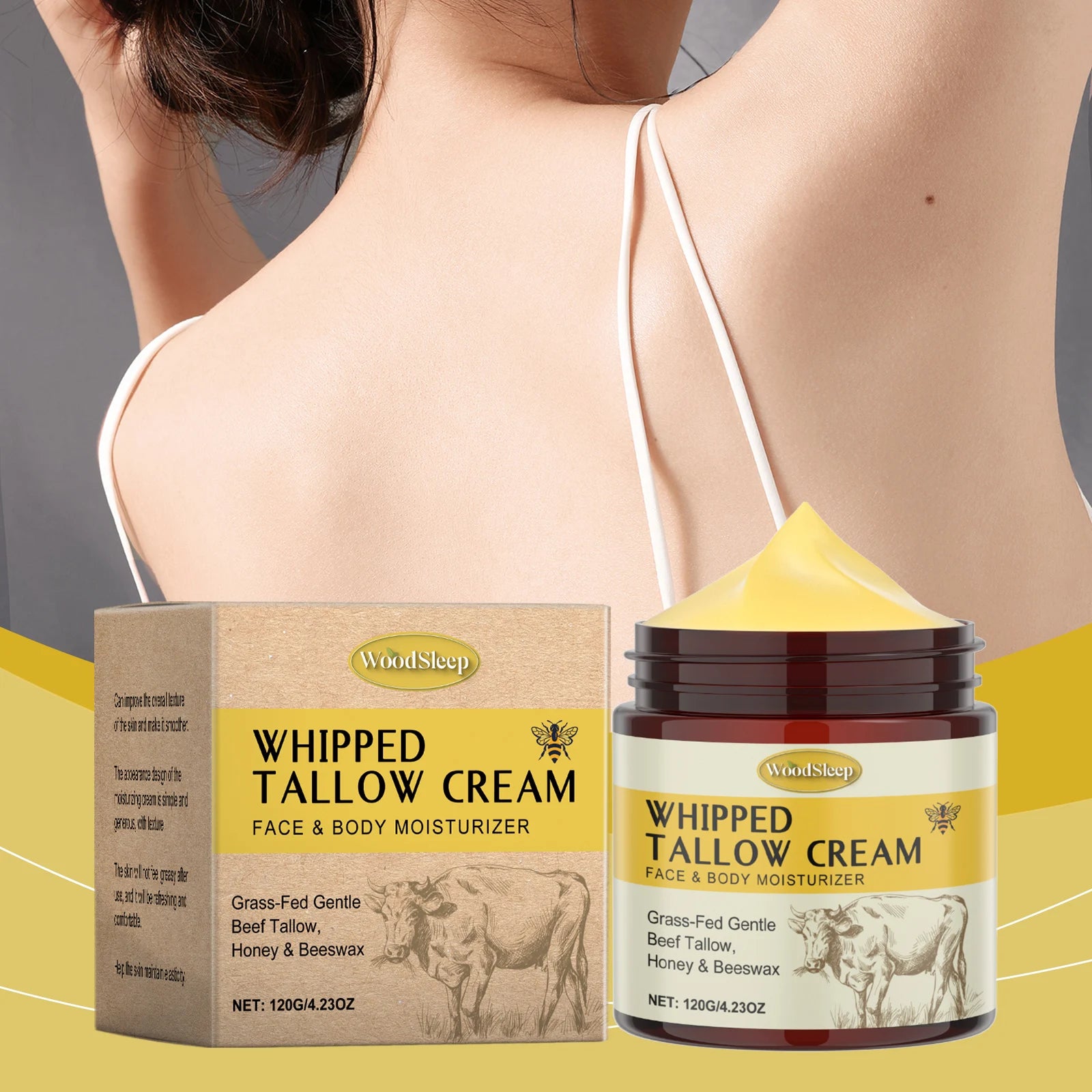 Bálsamo hidratante de miel Tallow de ternera, reparación de la piel dañada, aumenta la elasticidad Facial, desvanece la línea fina, ilumina la crema corporal Facial Tallow